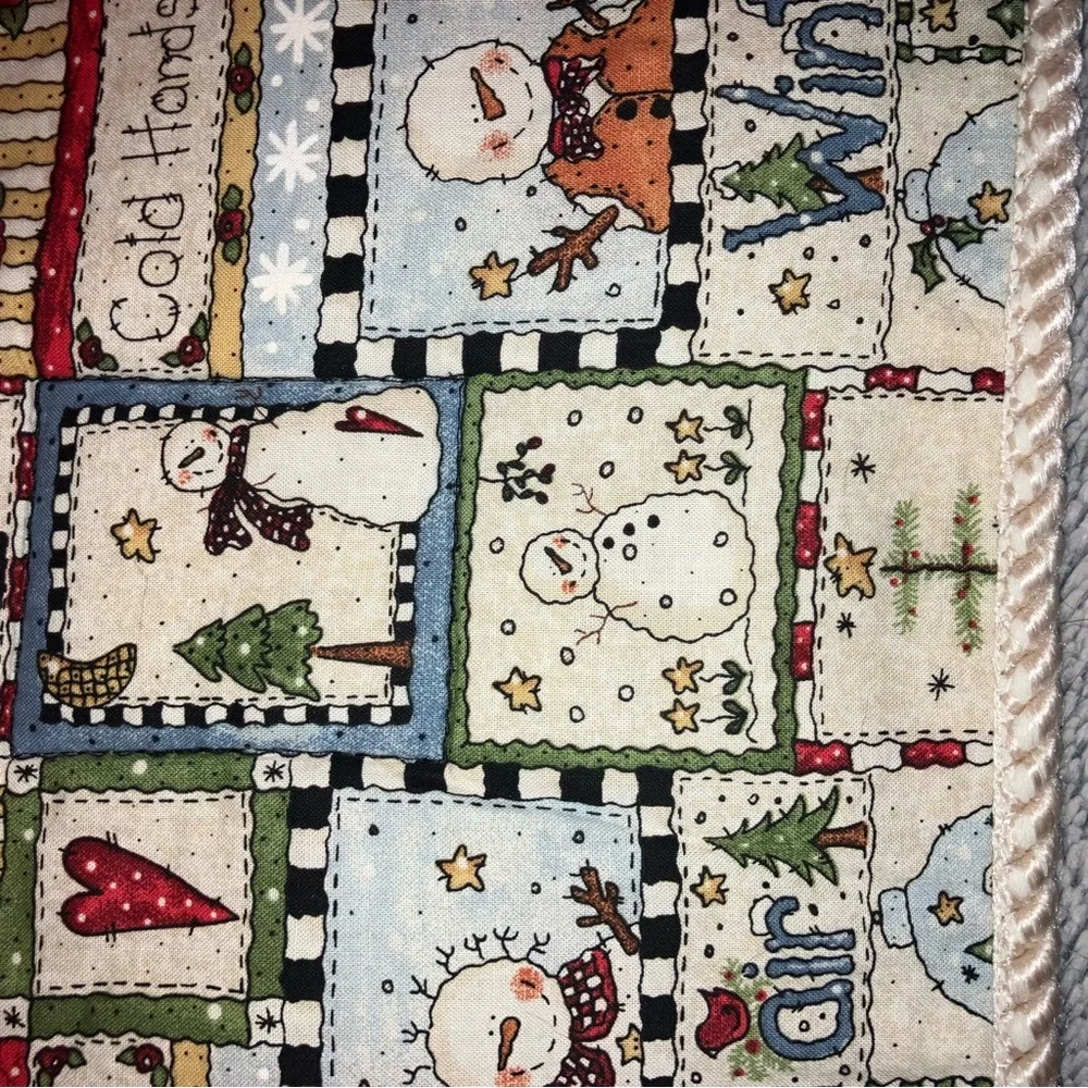 Autumn Harvest & Winter Snowman Double Side Throw Blanket 42x44 inches‎